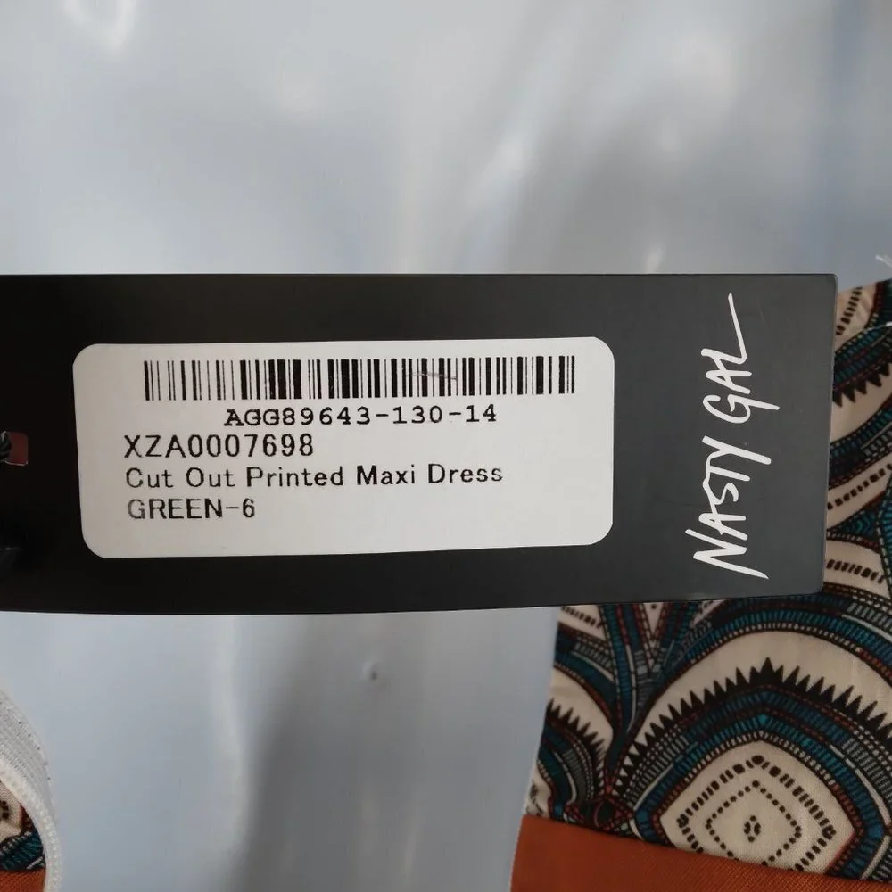 NWT Nasty Gal Cut Out Printed Maxi Dress Size 2